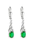 Silver Trinity Green Cz Earrings