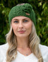 Aran Cable Knitted Green Wool Flower Headband