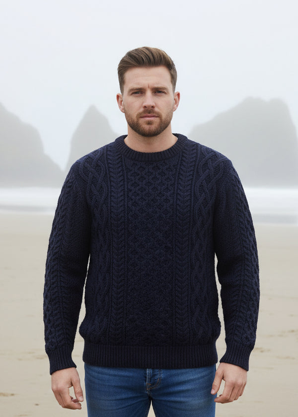 Irelands Eye Blasket Navy Aran Sweater