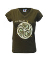 Khaki Celtic Knot V-Neck Ladies T-Shirt