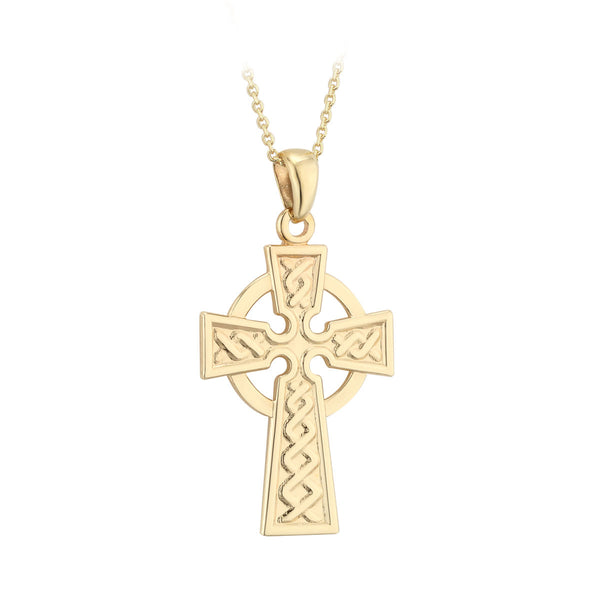 Solvar 14k Gold Celtic High Cross Pendant s4939