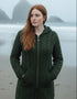Aran Hooded Celtic Knot Zipper Cardigan | Green