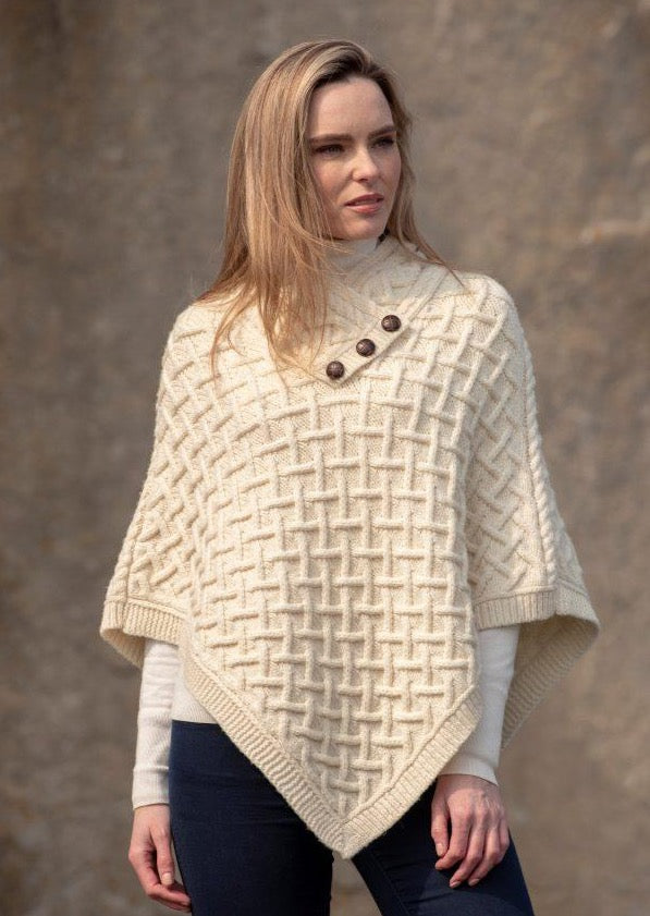 Aran Crafts Natural Merino Wool Poncho
