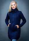 Aran Blue Womens Long Fitted Coat