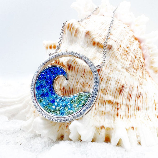 Blue Wave Pendant With Aqua Swarovski® Crystals