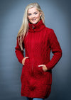Aran Red Women's Long Fitted Coat