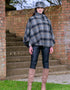 Mucros Wool Tweed Poncho | Black Gray Check | Handcrafted Cape