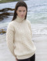 Merino Wool Polo Neck Aran Sweater