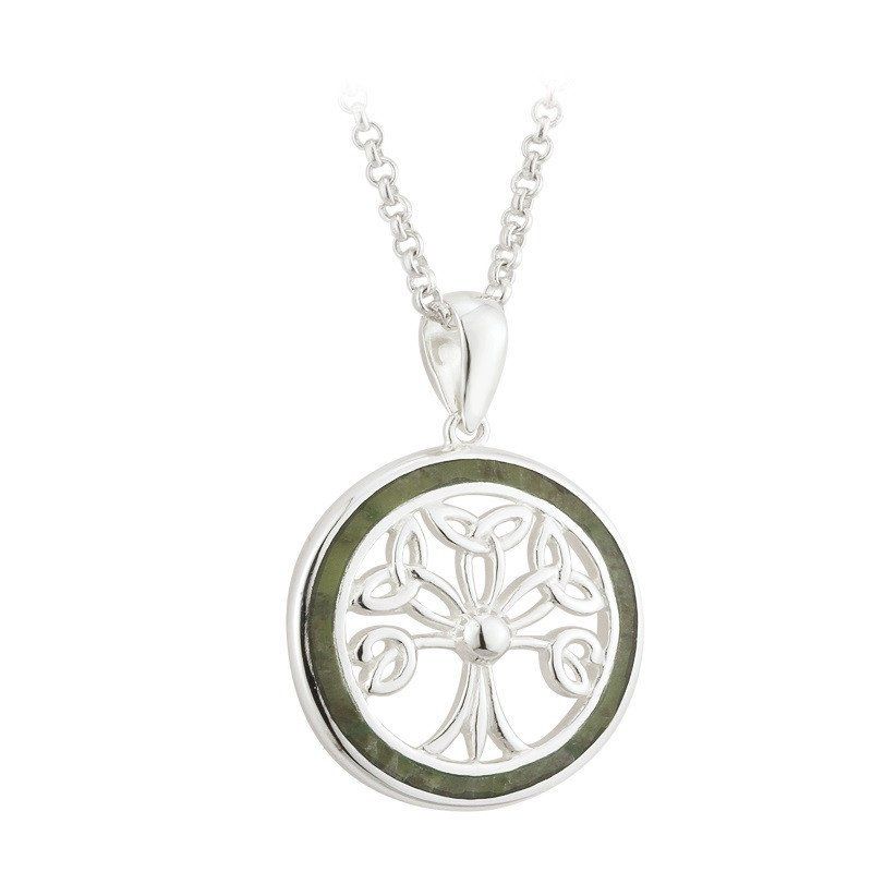 Connemara Marble Tree Of Life Round Pendant Necklace