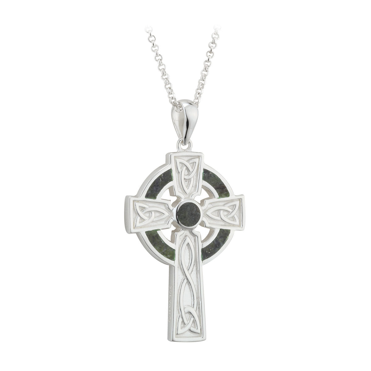 Silver Large Marble Cross Pendant