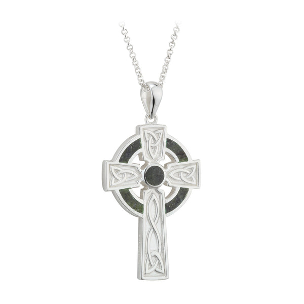 Silver Large Marble Cross Pendant