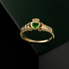 10K Gold Emerald Claddagh Ring