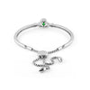 Sterling Silver Claddagh Bracelet-White & Green CZs S5890 - Skellig Gift Store