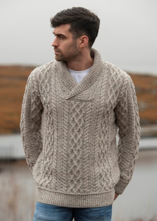 Aran Crafts Bunratty Collar Sweater - Oatmeal – Skellig Gift Store
