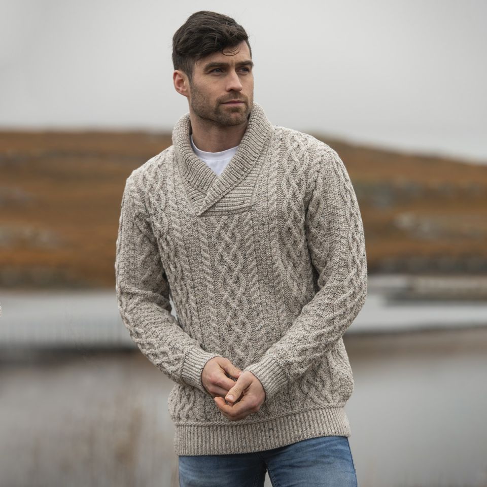 Aran Crafts Bunratty Collar Sweater - Oatmeal – Skellig Gift Store