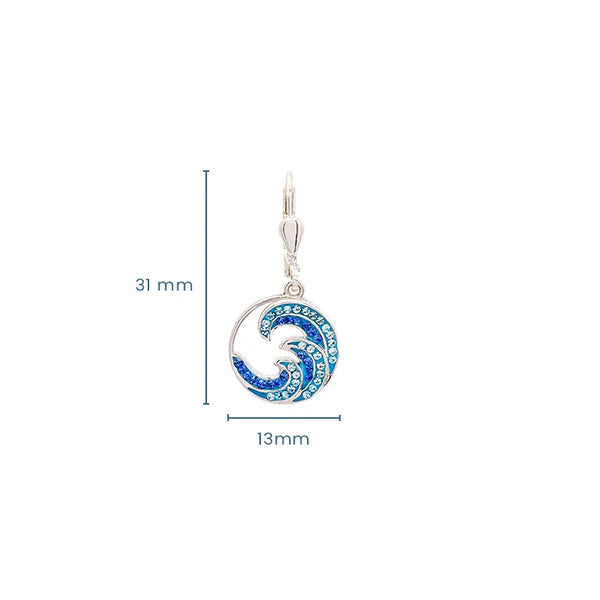 Sterling Silver Wave Drop Earrings Swarovski® Crystals