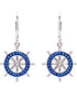 Sterling Silver Sapphire Crystal Ships Wheel Drop Earrings