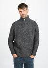 Aran Donegal Zip Sweater | Charcoal