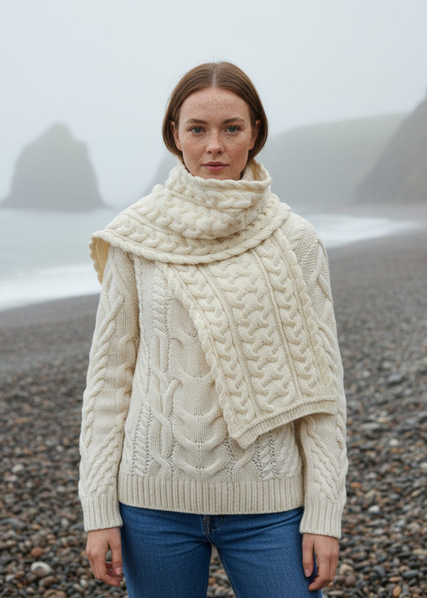 Aran Chunky Cable Knit Scarf
