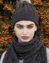 Chunky Cable Knit Aran Scarf - Charcoal