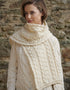 Chunky Cable Knit Aran Scarf - Natural